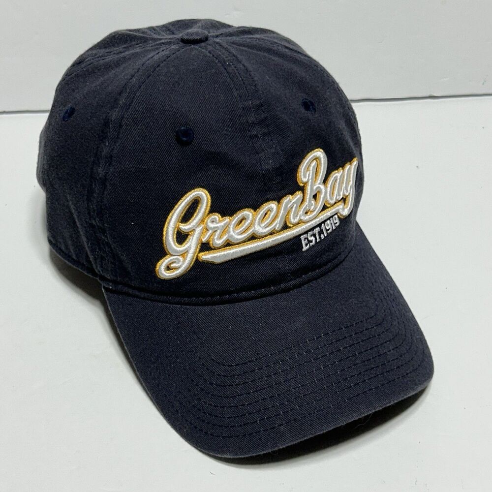 Green Bay Wisconsin Navy Blue Mens Hat Adjustable Strap Ball Cap Baseball